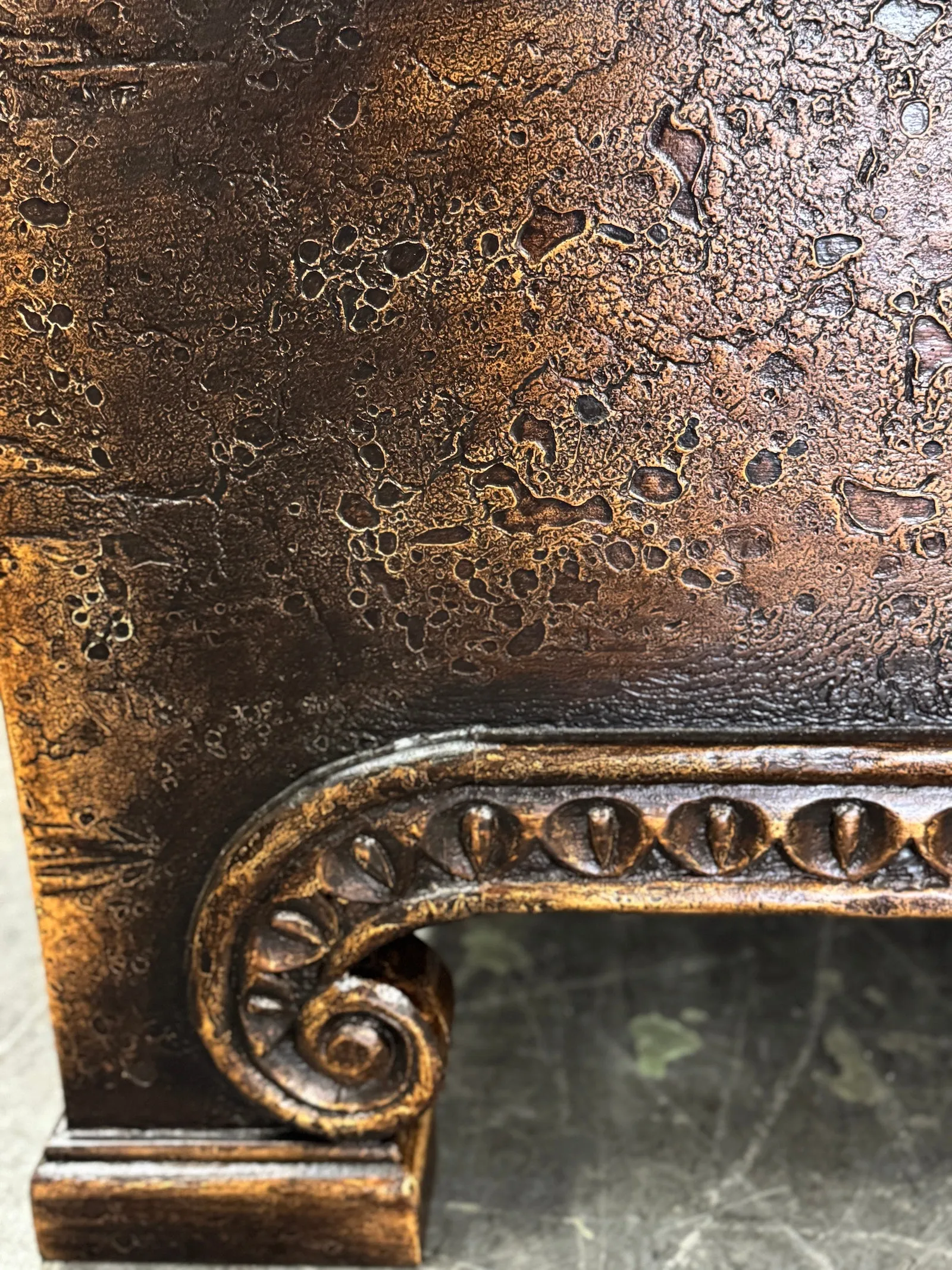 Mohena Carved Bed w/ Tufted Linen Headboard