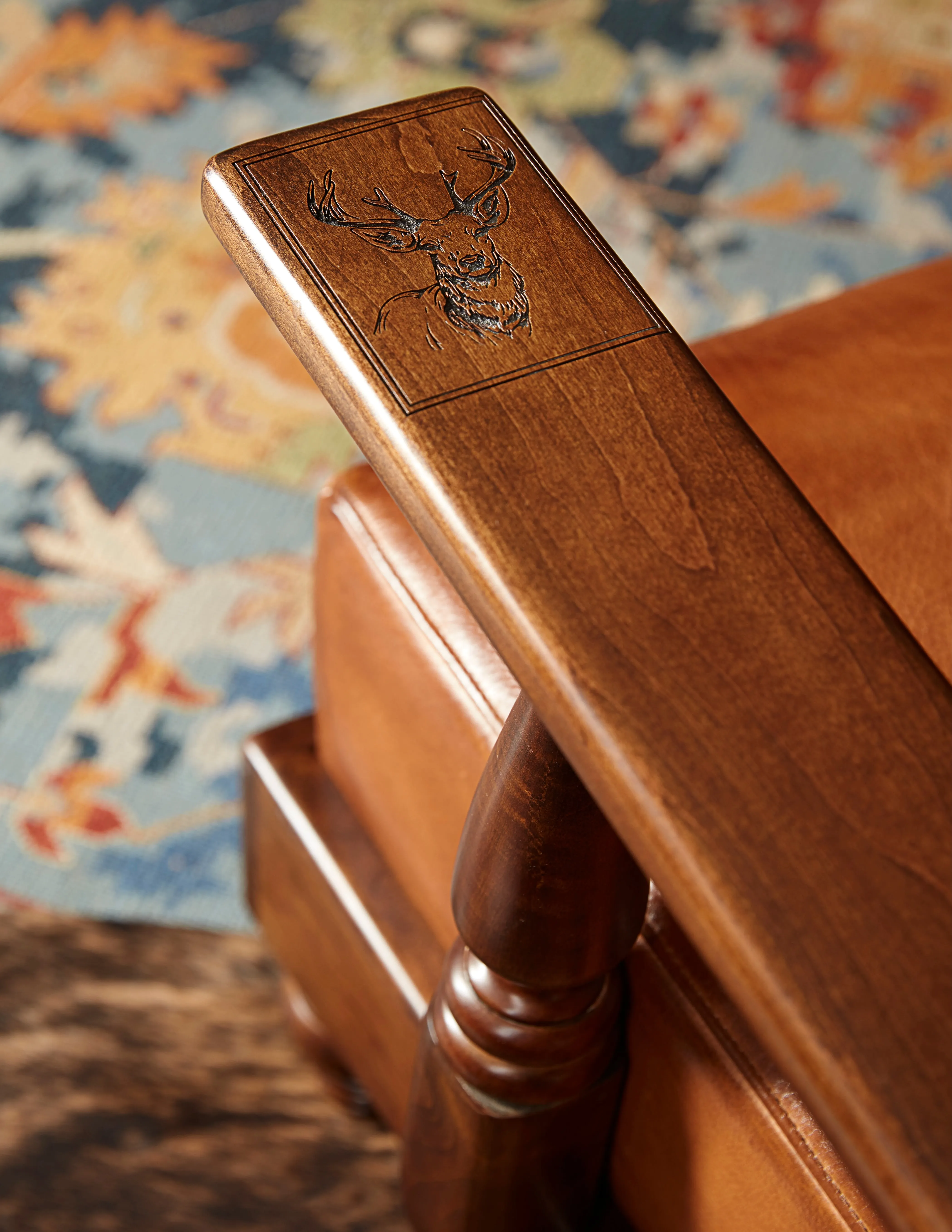 Moose Lodge Hand Painted Leather Chair