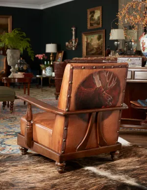 Moose Lodge Hand Painted Leather Chair gaming chair, computer chair