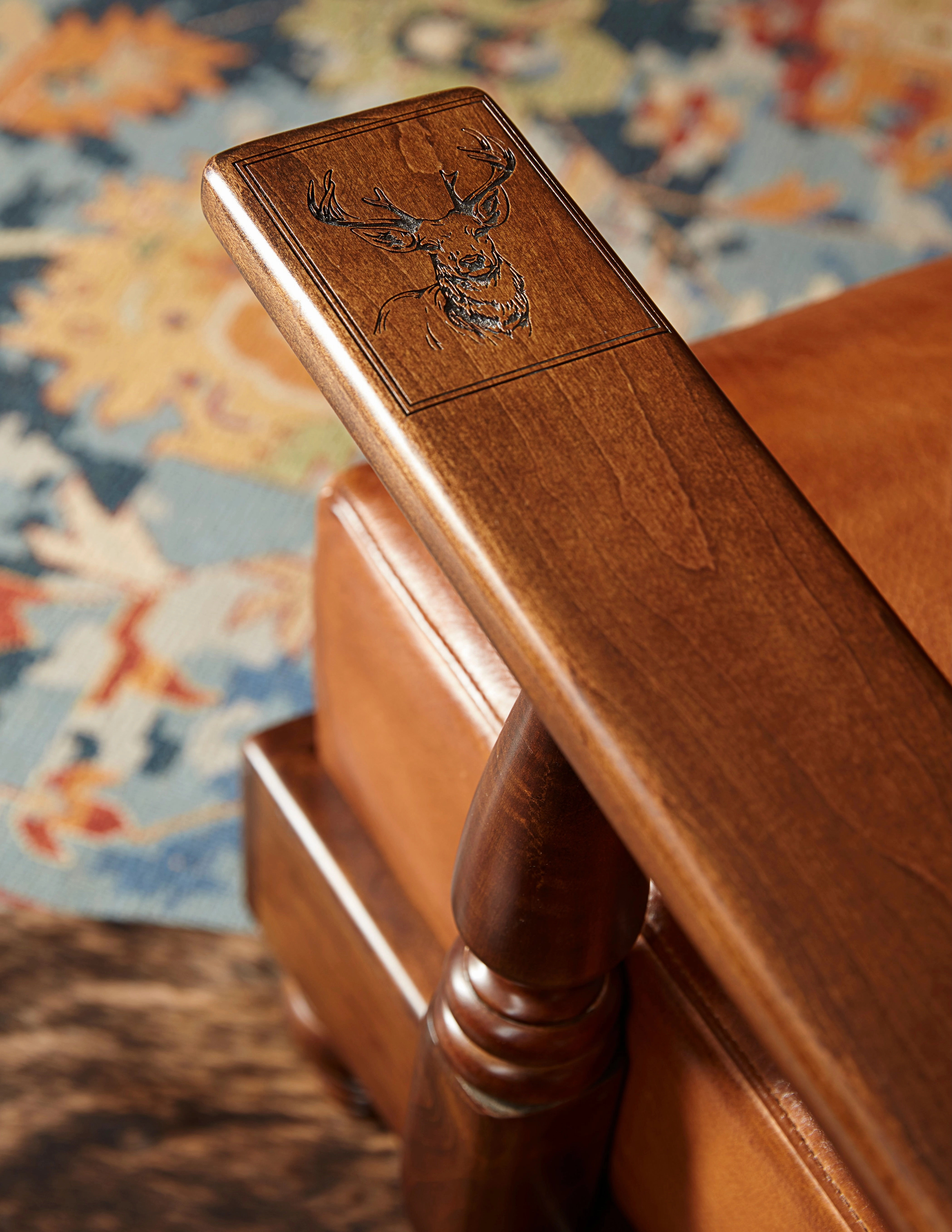 Moose Lodge Hand Painted Leather Chair