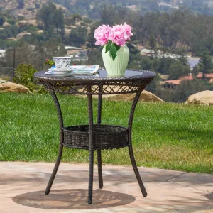 Multi Brown PE 27-inch Glass Table - NH125692 patio chairs, outdoor seating