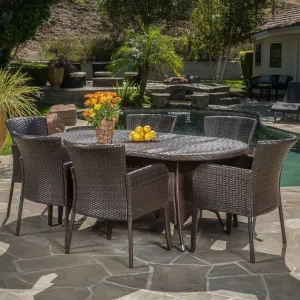 Multi-brown PE Wicker 7 Piece Outdoor Dining Set - NH442692 patio chairs, outdoor seating