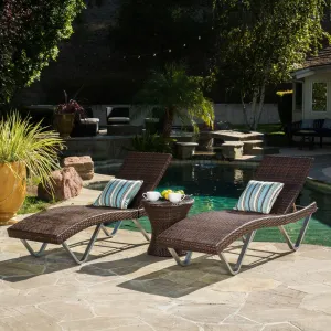 Multibrown 3pc Chaise Lounge Chair and Table - NH022692 patio chairs, outdoor seating