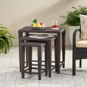 Multibrown Wicker Nested Side Tables (Set of 3) - NH144912 coffee table, accent table