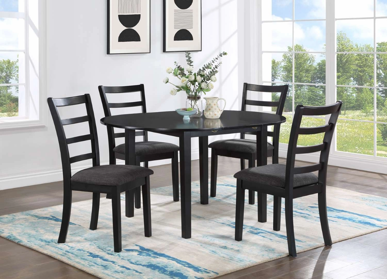 Natalia Extendable Round Dining Table - Black