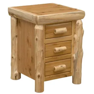 Natural Cedar Log 3 Drawer Nightstand bedroom furniture, nightstand