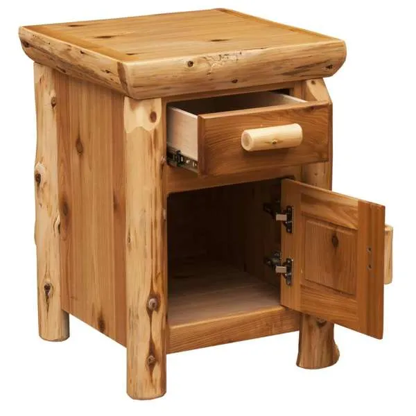 Natural Cedar Log Nightstand
