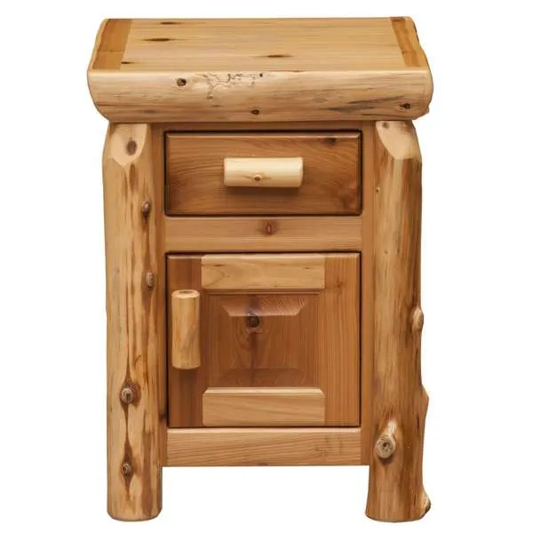 Natural Cedar Log Nightstand