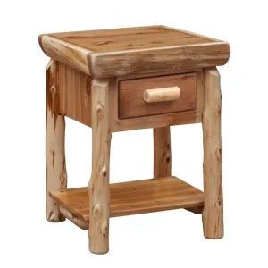 Natural Cedar Log One Drawer Nightstand w/ Shelf gaming chair, computer chair
