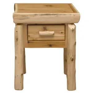 Natural Cedar Log One Drawer Nightstand bedroom furniture, nightstand