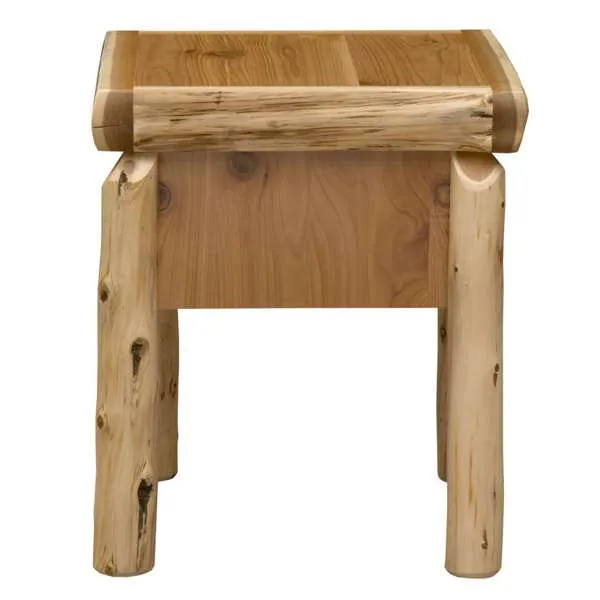 Natural Cedar Log One Drawer Nightstand