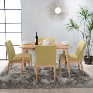 Natural Oak Finish 50-inch Rectangular 5 Piece Dining Set - NH043992 dining table set, round dining table