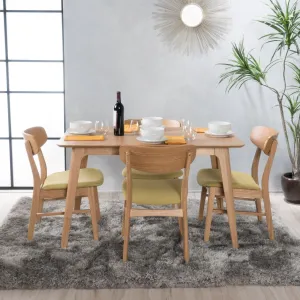 Natural Oak Finish 50-inch Rectangular 5 Piece Dining Set - NH733992 dining table set, round dining table