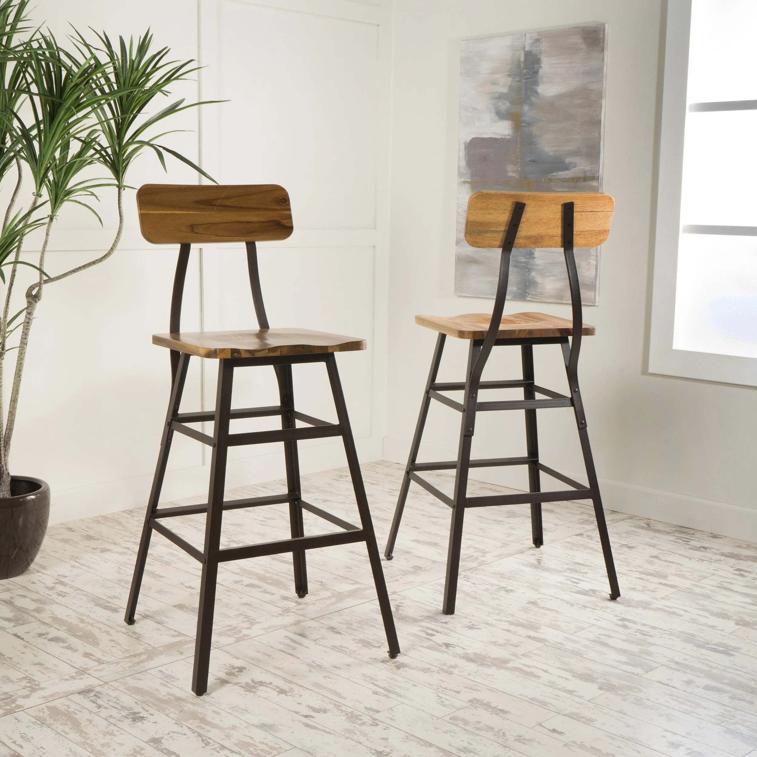 Natural Stained Laminated Acacia 28-Inch Bar Chair (Set of 2) - NH278892 bar stool, counter stool