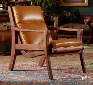Natural Walnut & Leather Accent Chair vanity mirror, wall mirror