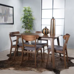 Natural Walnut Finish 50-inch Rectangular 5 Piece Dining - NH253992 dining table set, round dining table