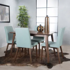 Natural Walnut Finish 50-inch Rectangular 5 Piece Dining Set - NH163992 dining table set, round dining table