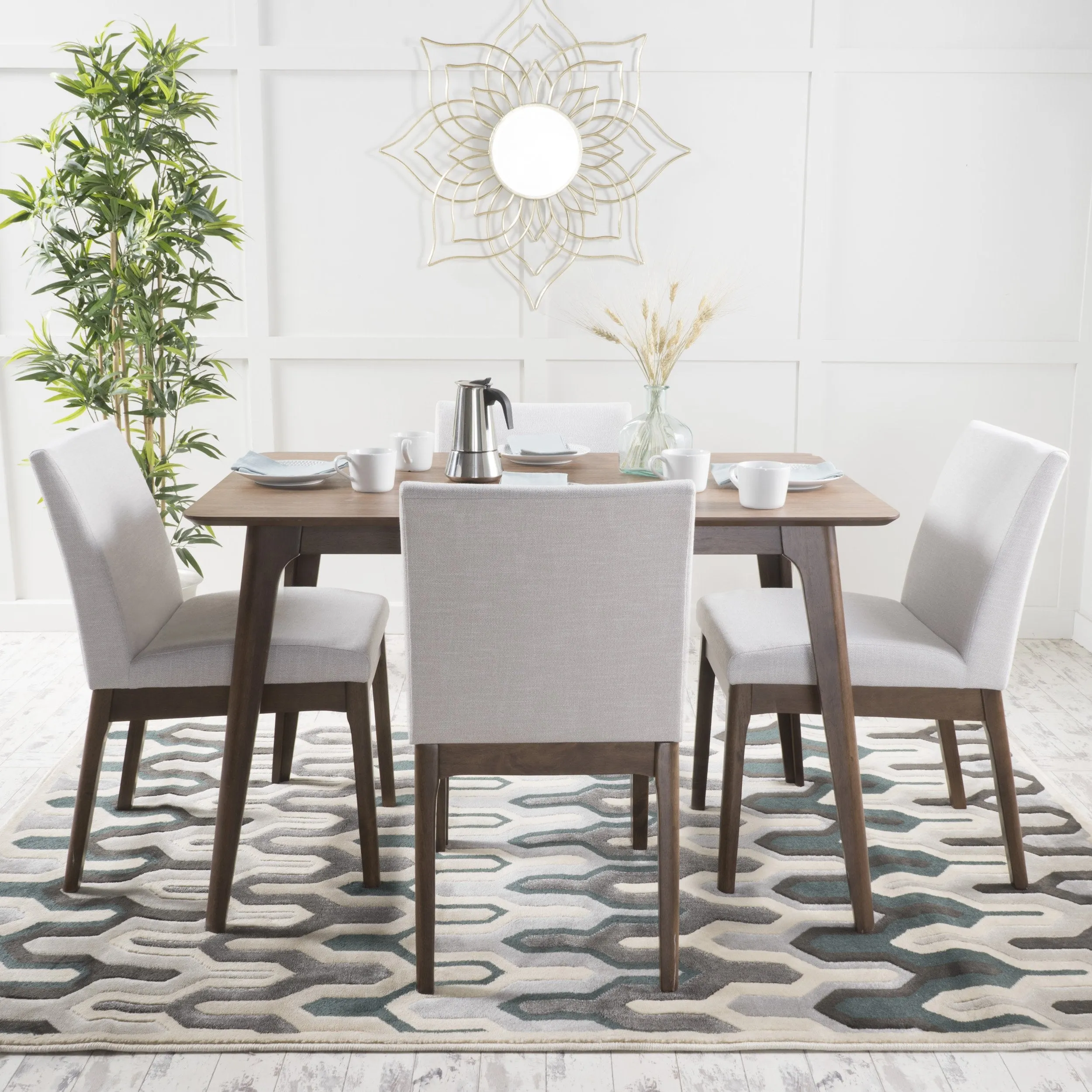 Natural Walnut Finish 50-inch Rectangular 5 Piece Dining Set - NH553992