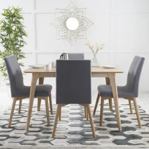Natural Walnut Finish 50-inch Rectangular 5 Piece Dining Set - NH643992 dining table set, round dining table