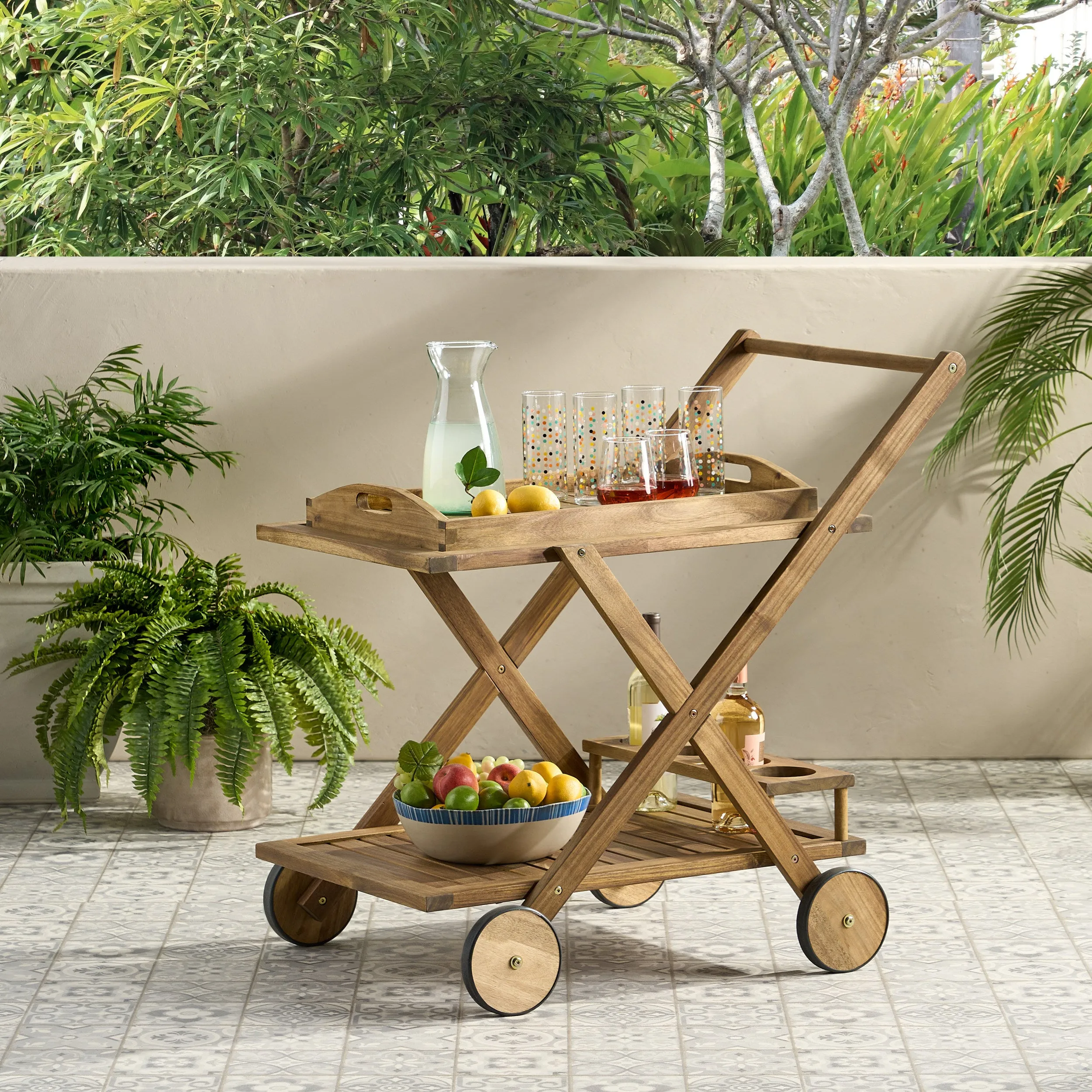 Natural Wood Stained Kitchen Serving Cart - NH656592 patio chairs, outdoor seating