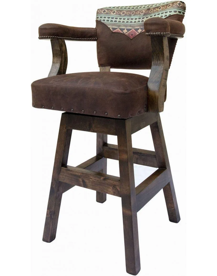 Navajo Painted Leather Southwest Bar Chair