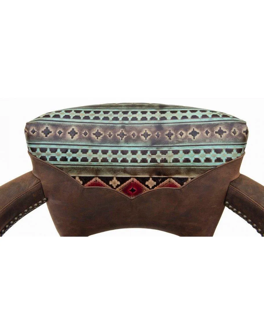 Navajo Painted Leather Southwest Bar Chair