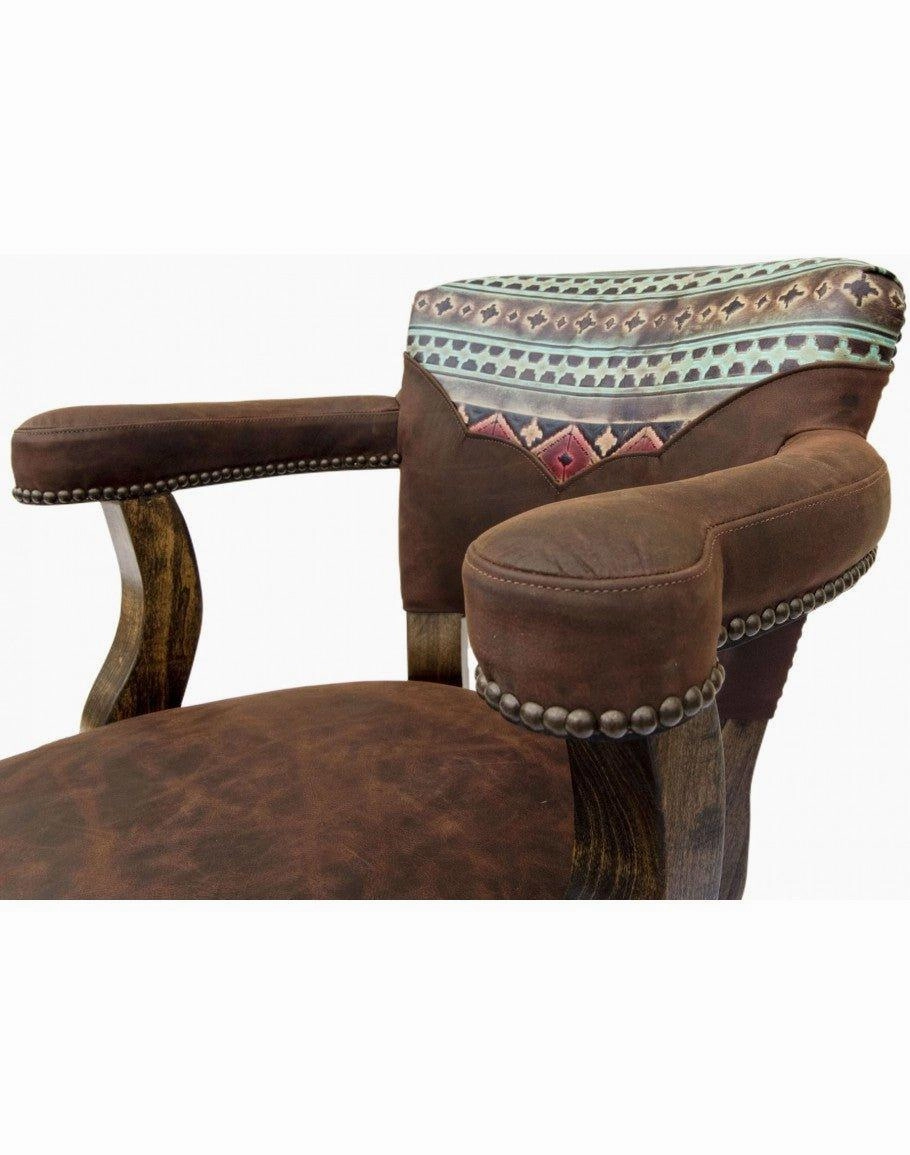 Navajo Painted Leather Southwest Bar Chair