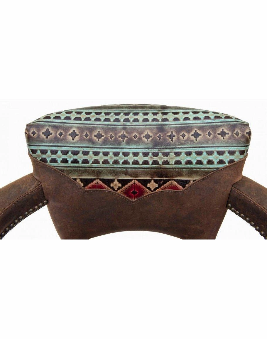 Navajo Painted Leather Southwest Bar Chair