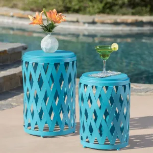 Nestable Outdoor Small and Large Iron Side Table Set (Set of 2) - NH011203 patio chairs, outdoor seating
