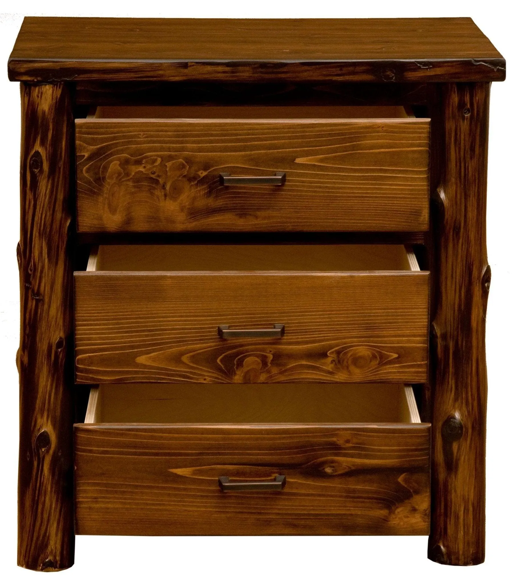 North Woods Rustic 3 Drawer Nightstand