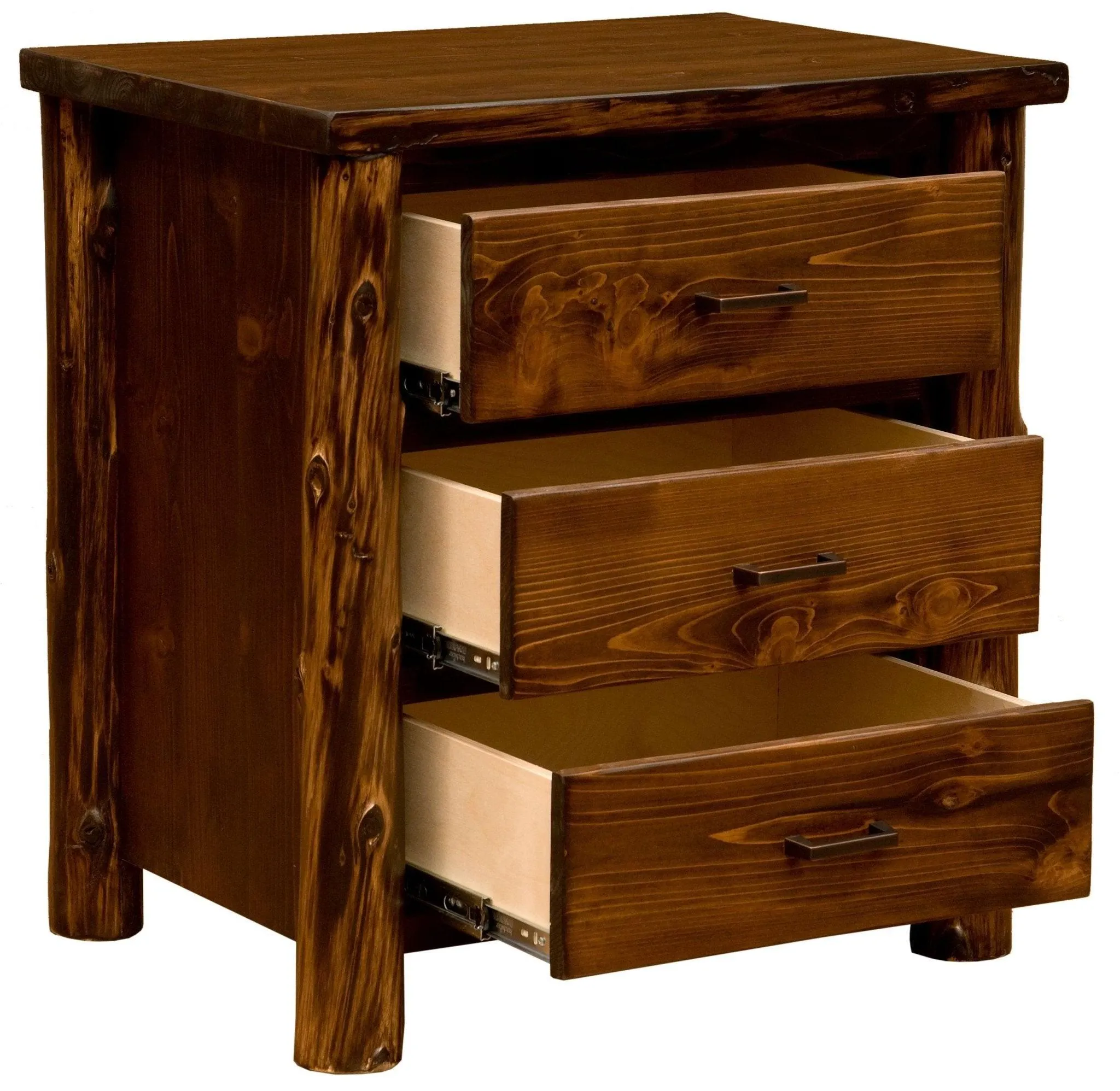 North Woods Rustic 3 Drawer Nightstand