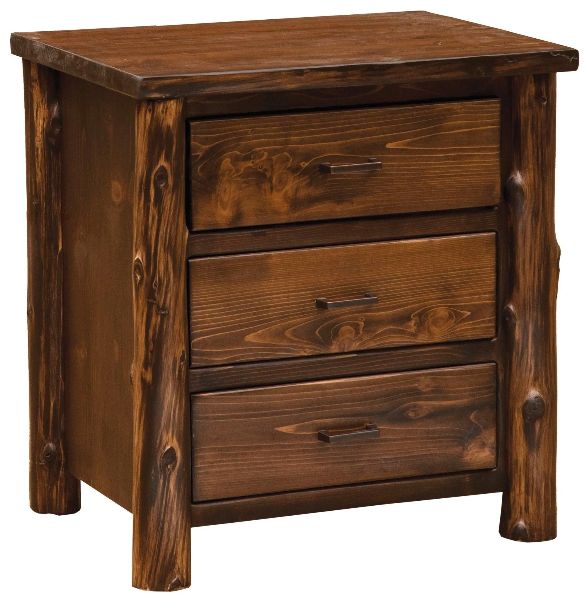 North Woods Rustic 3 Drawer Nightstand
