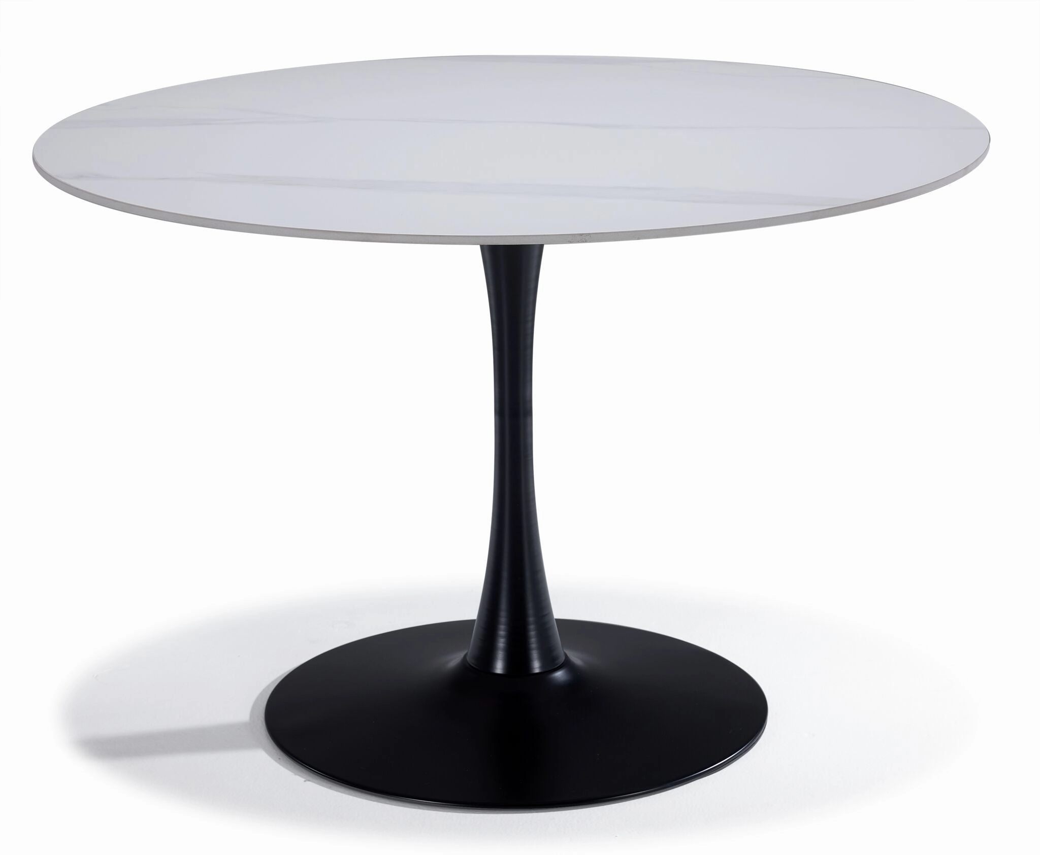 Nyla 5-Piece Sintered Stone Round Dining Set - White, Black, Grey