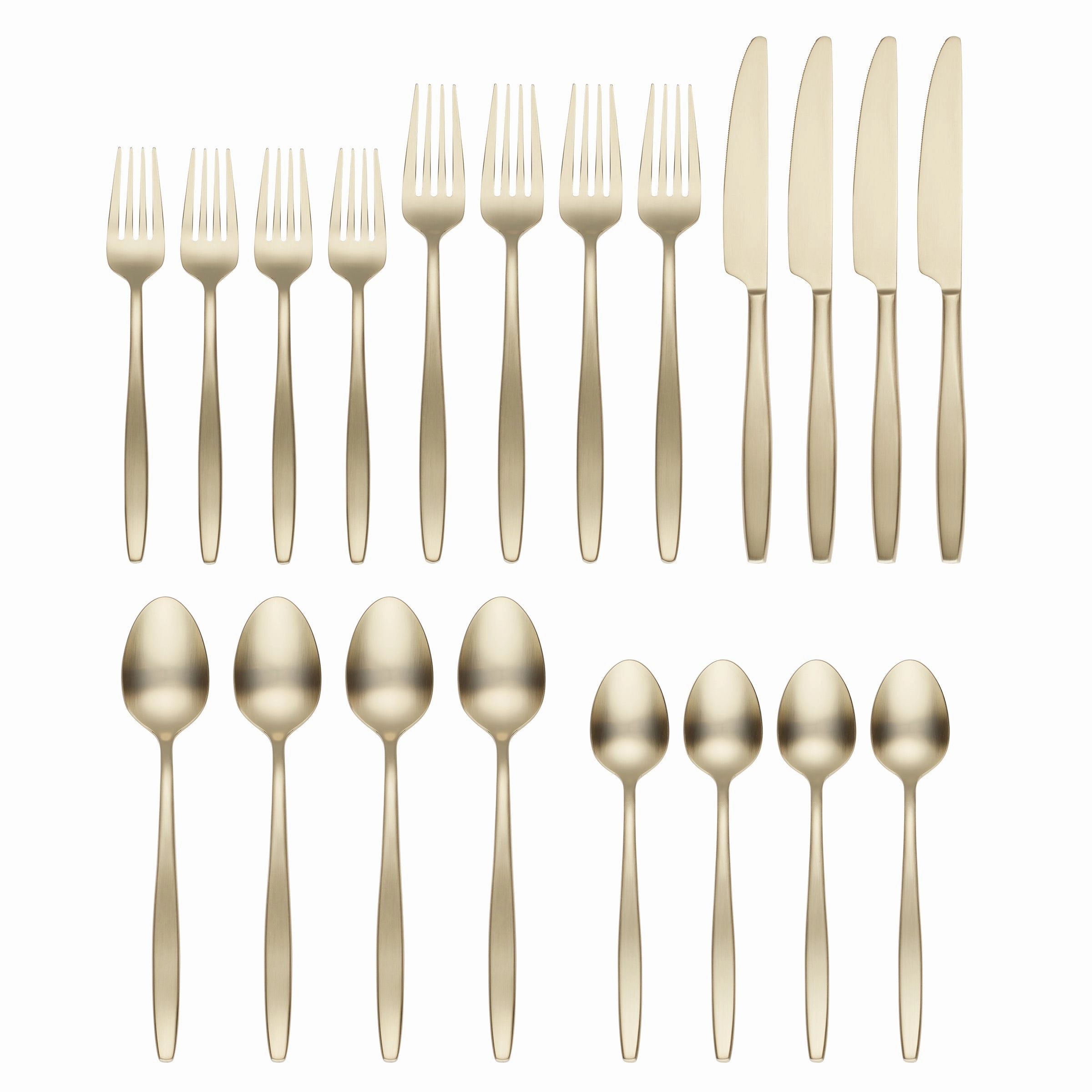 Nylah Champagne Satin 20 Piece Flatware Set