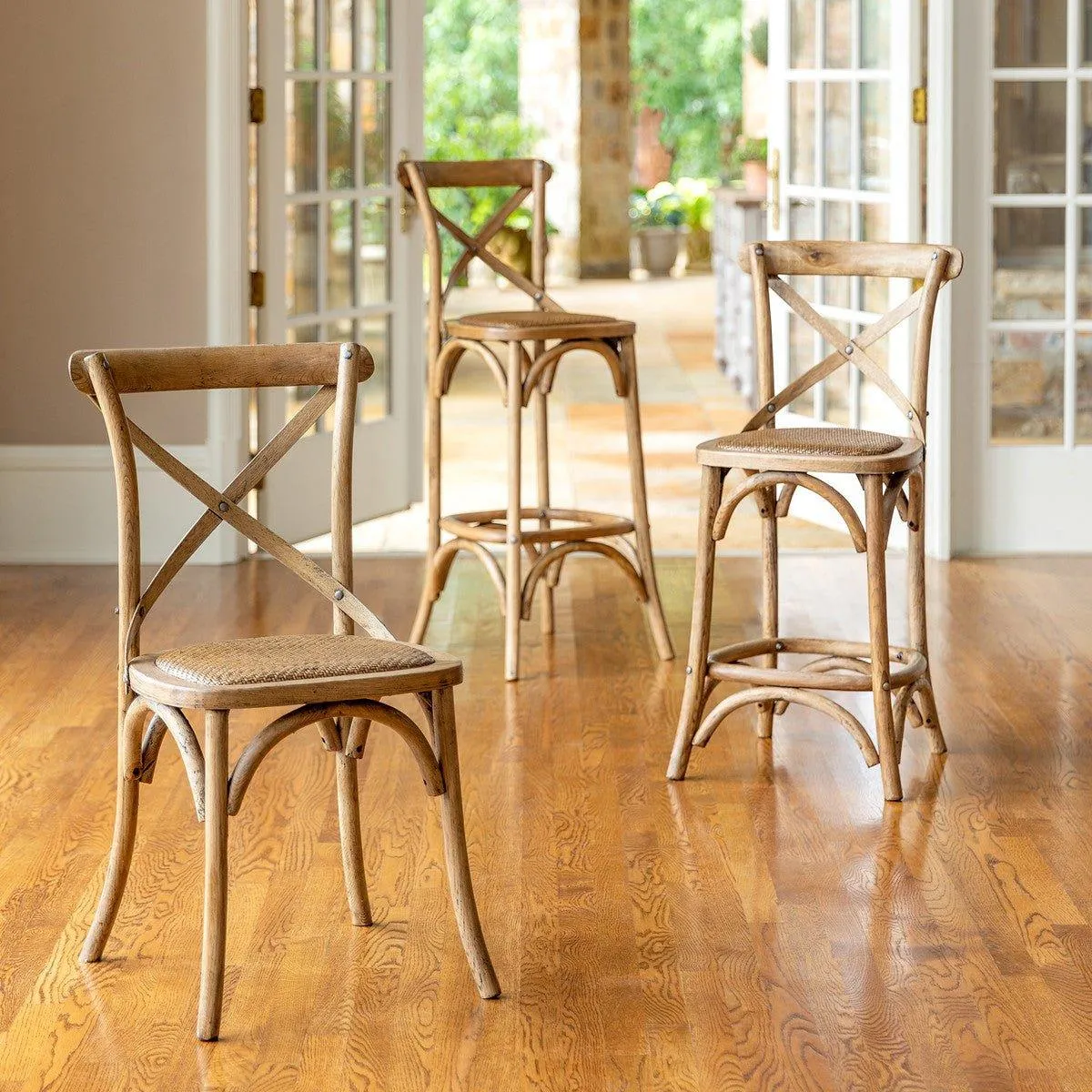 Oak Cross Back Bar Chair