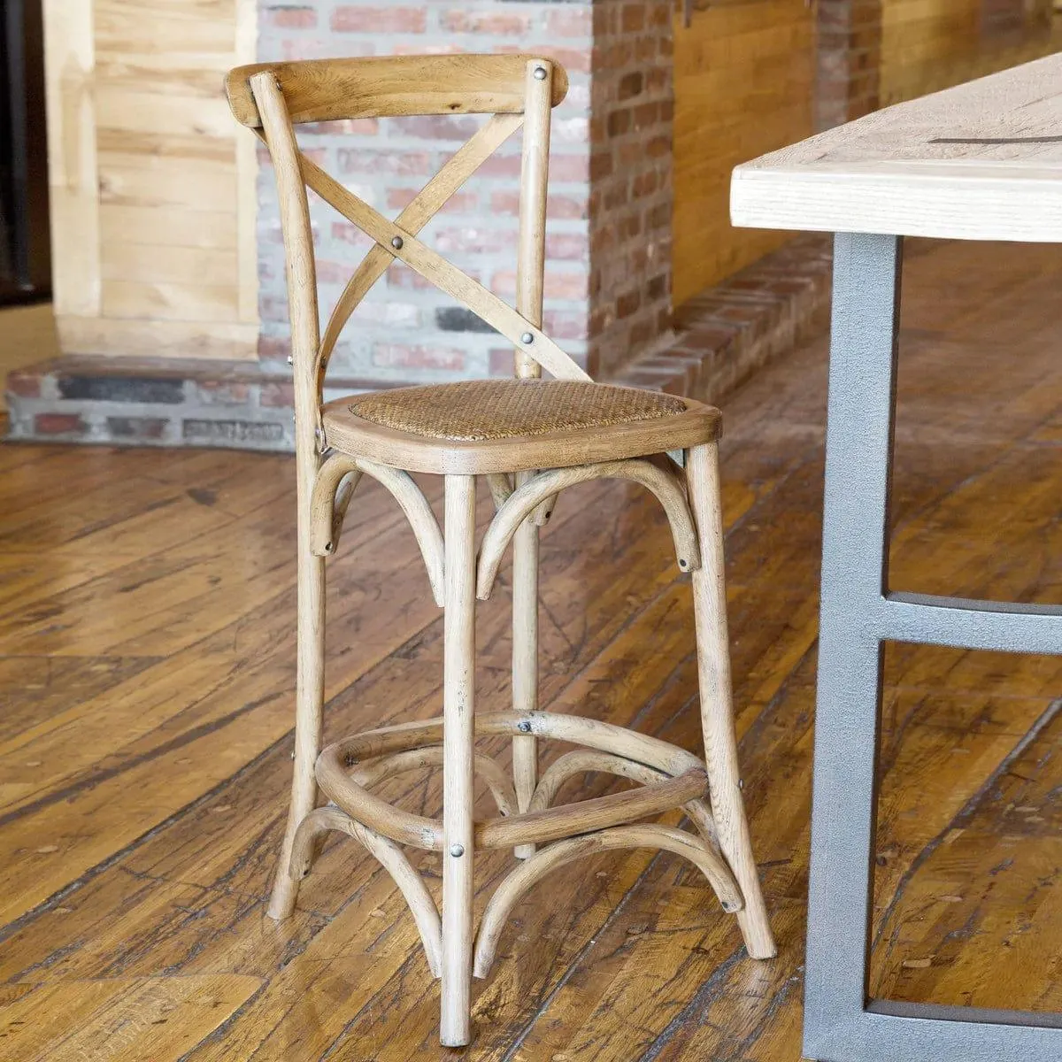 Oak Cross Back Counter Chair