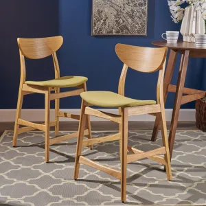 Oak Finish Mid Century Design 24-Inch Counter Stools (Set of 2) - NH269892 bar stool, counter stool