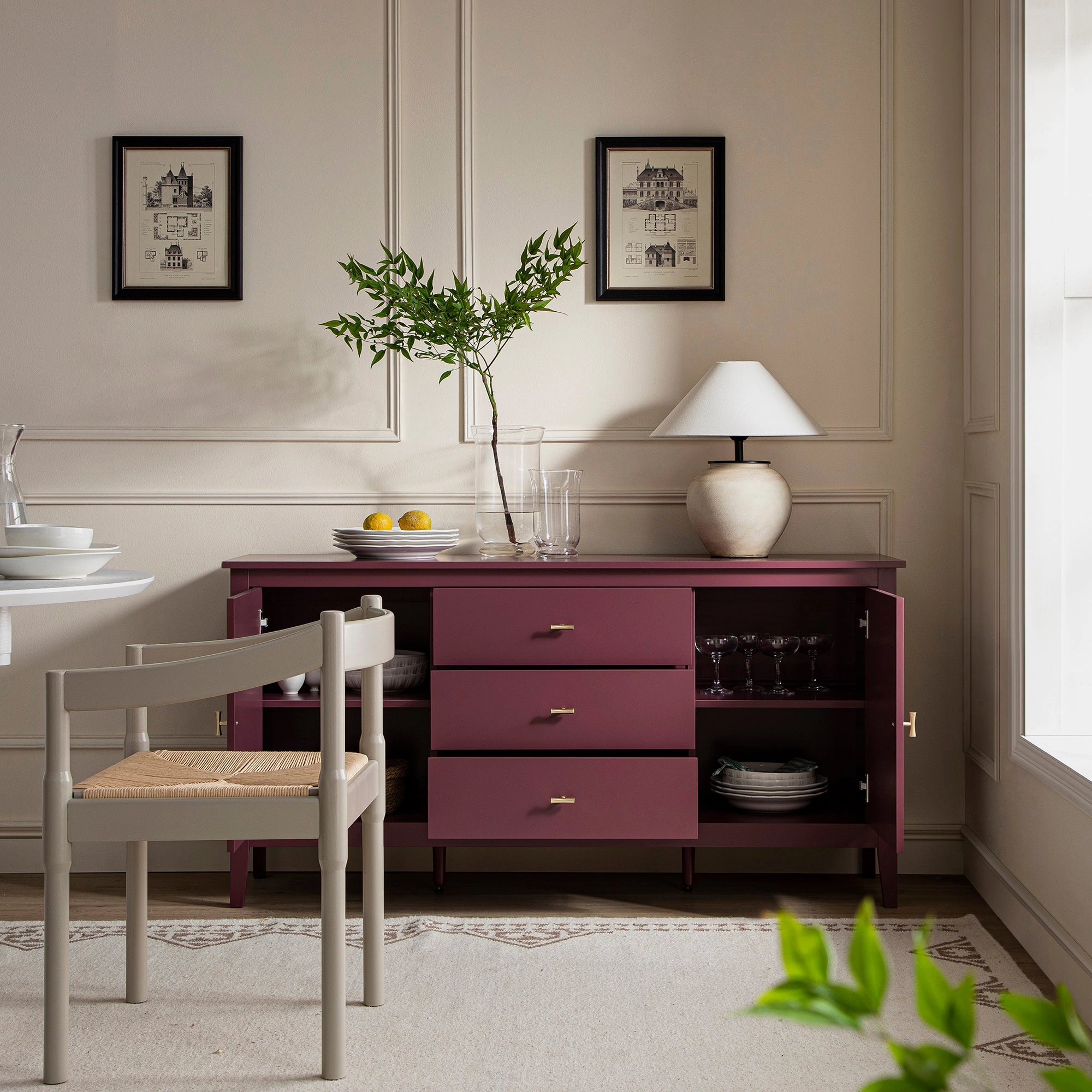 Oakham Wide Sideboard with Drawers, Wild Cherry