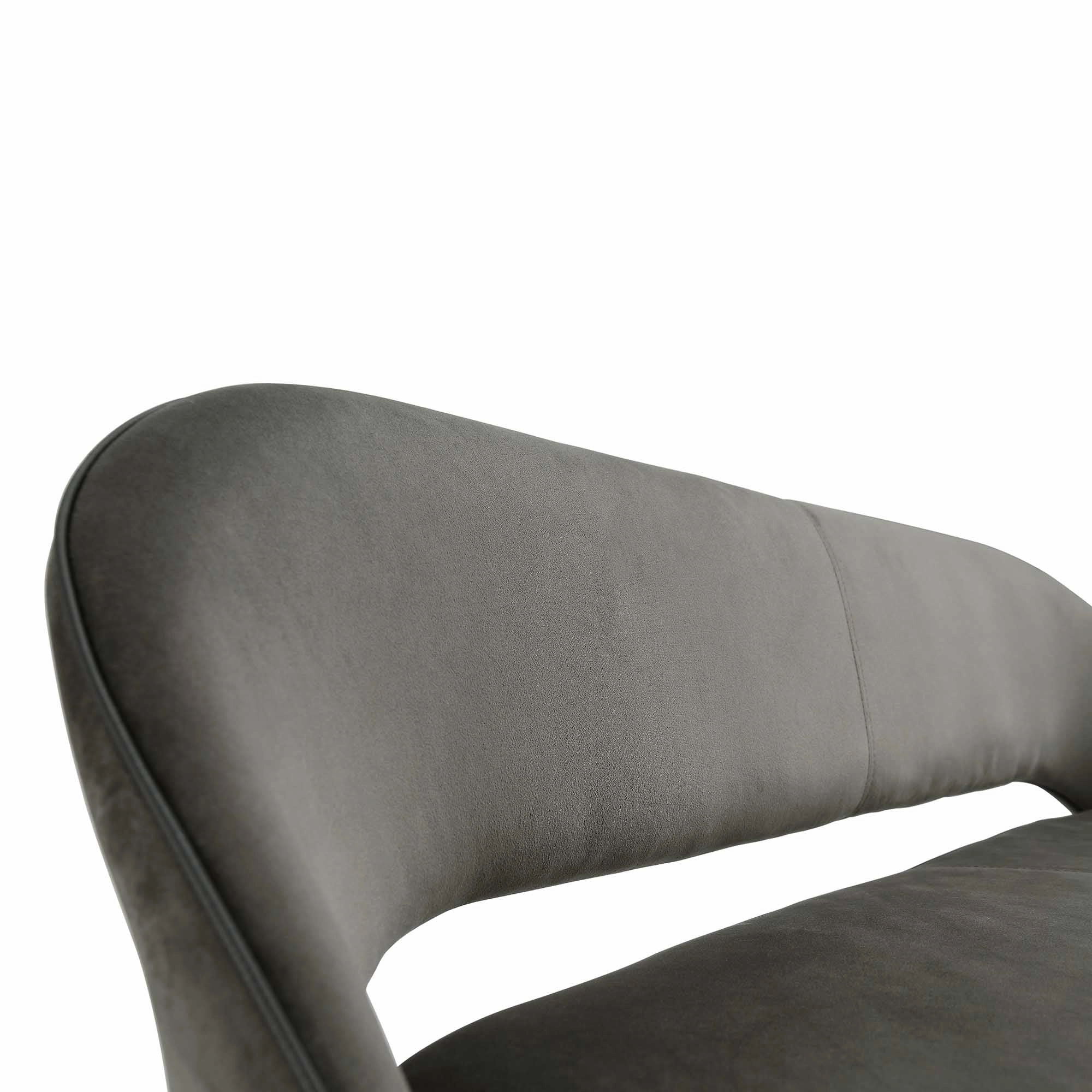 Oakley Dark Grey Velvet Upholstered 3 Seater Dining Bench with Contrast Piping