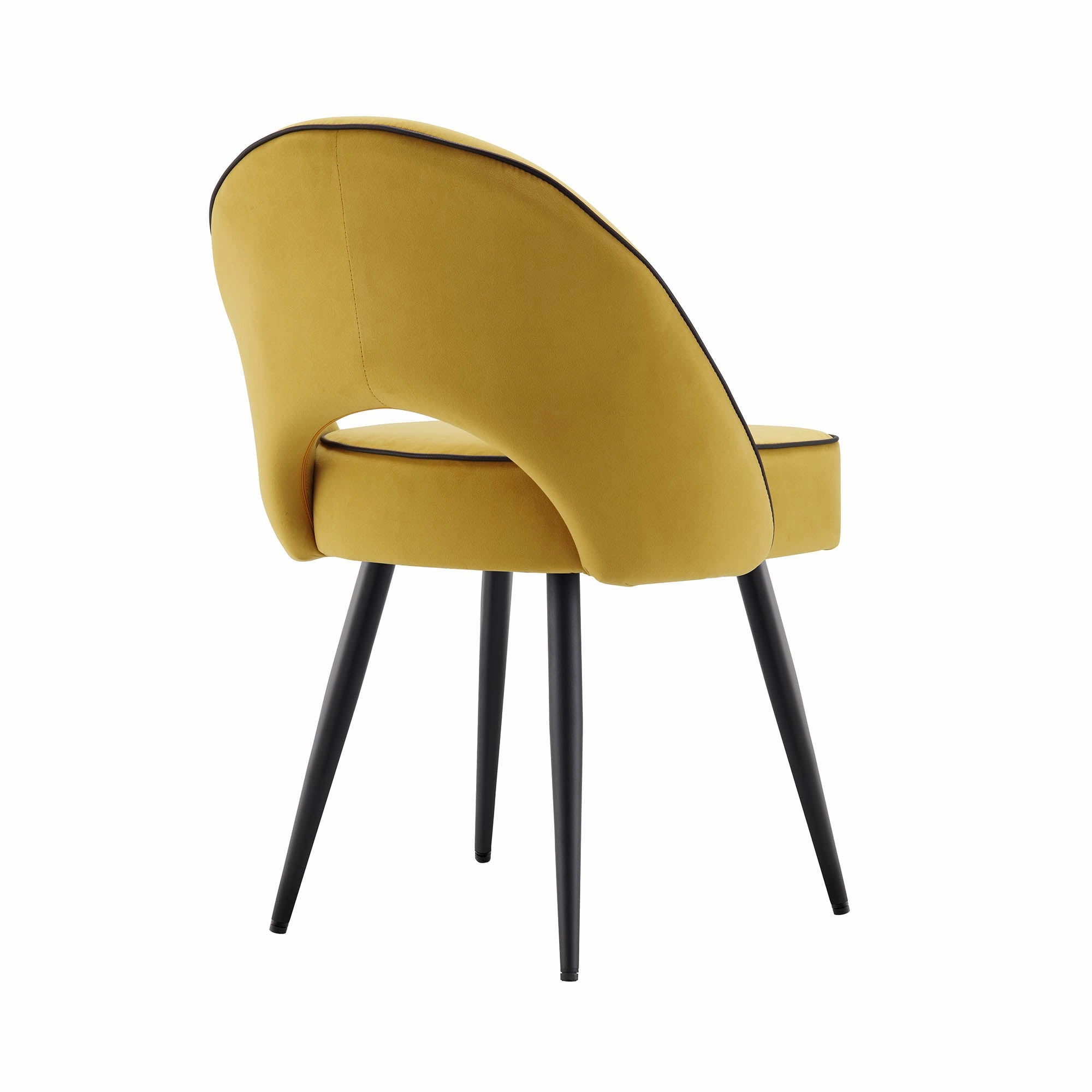 Oakley Set of 2 Mustard Yellow Velvet Upholstered Dining Chairs with Piping