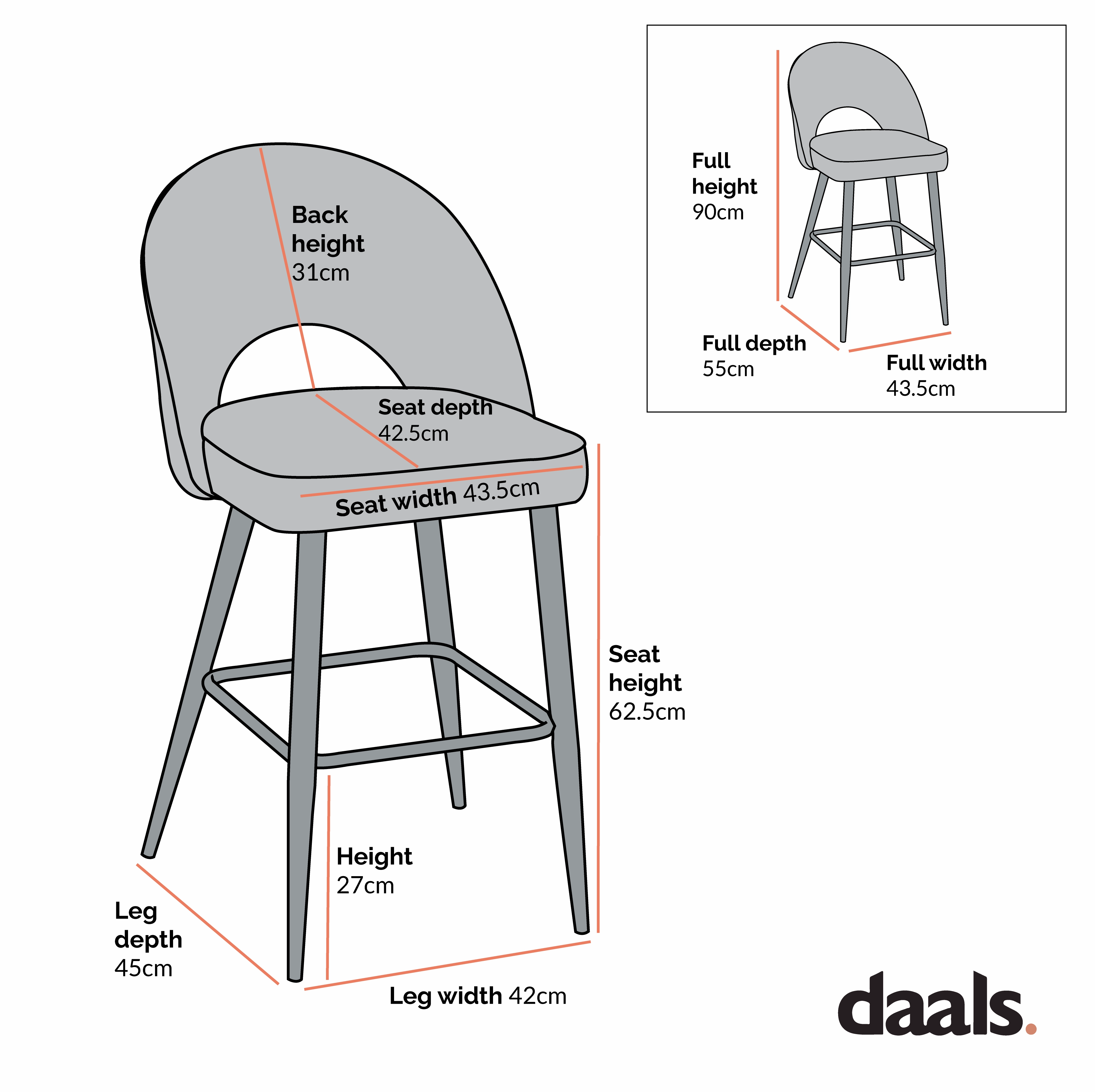 Oakley Set of 2 White Boucle Upholstered Counter Stools with Contrast Piping