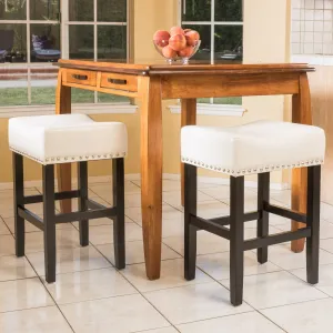 Off-White Leather Backless 26-Inch Counter Stool (Set of 2) - NH799592 bar stool, counter stool