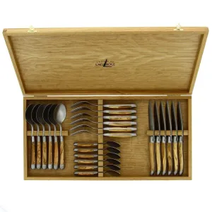Olive Wood 24 Piece Cutlery Set - Satin Finish toilet seat cover, slow close seat