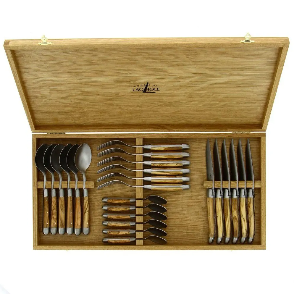Olive Wood 24 Piece Cutlery Set - Satin Finish toilet seat cover, slow close seat