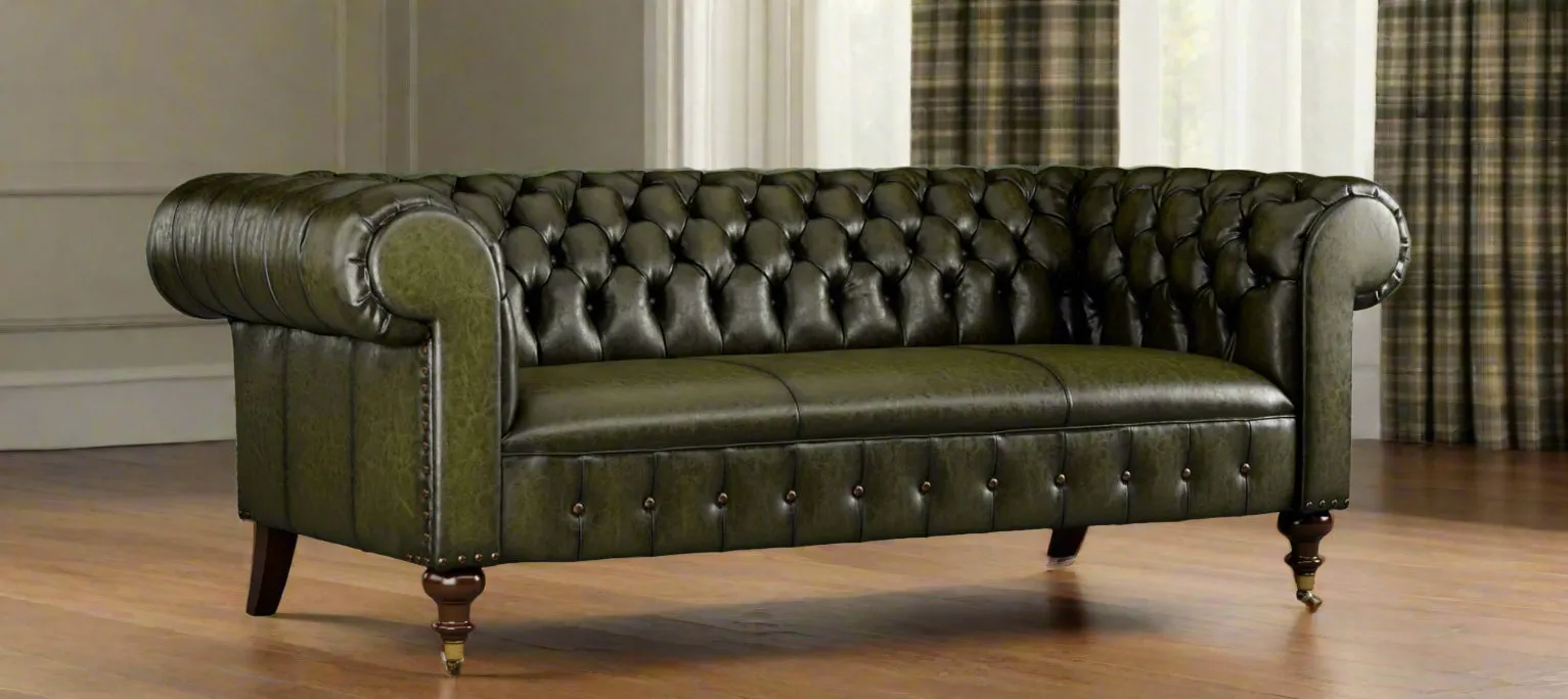Olivia Chesterfield Leather Sofa