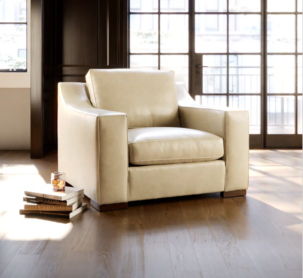 Olivia Pine Leather Swivel Recliner