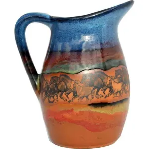 Open Range Horses 2 Quart Stoneware Pitcher shower curtain, waterproof liner
