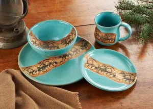 Open Range Horses Dinnerware - Turquoise toilet seat cover, slow close seat