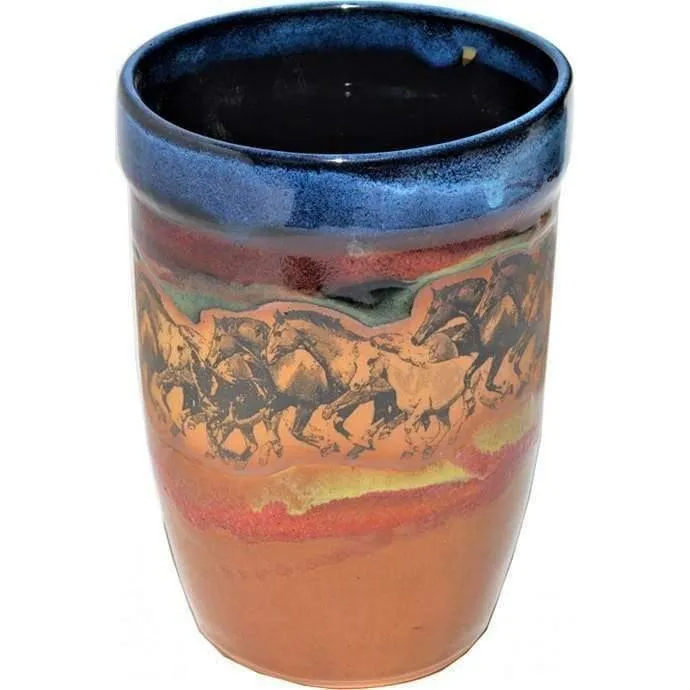 Open Range Horses Utensil Crock