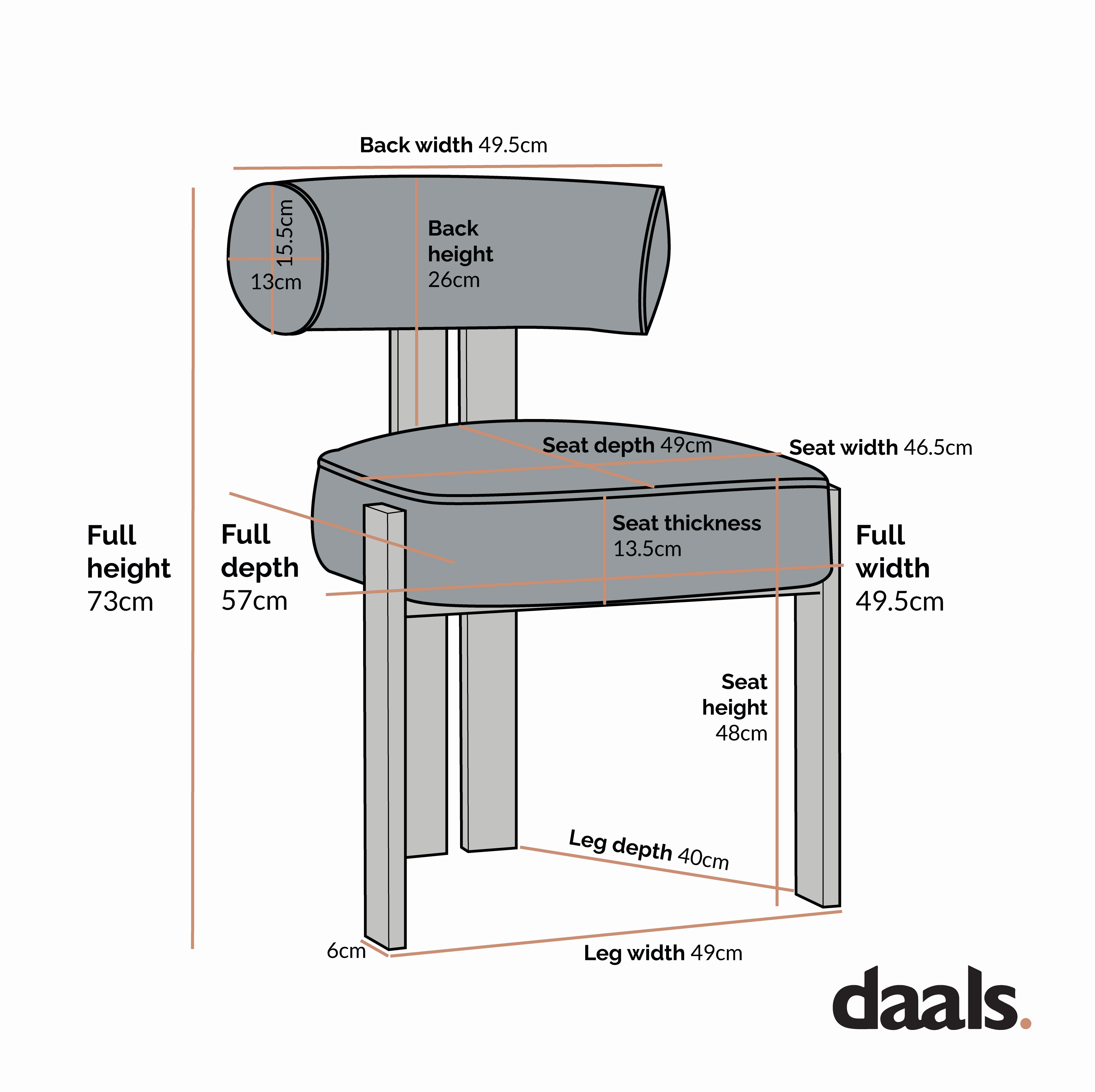 Ophelia Terracotta Fabric Dining Chair